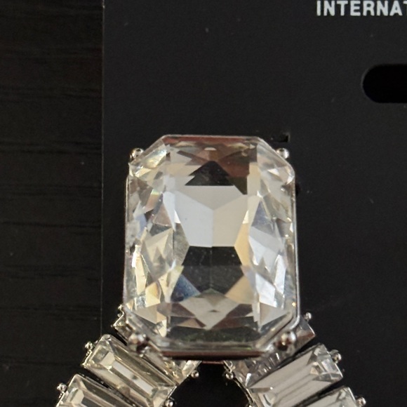 INC International Concepts Silver Tone and Crystal Teardrop Earrings NWT - Picture 2 of 4